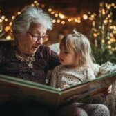 A cozy moment of a grandmother reading a storybook to her granddaughter, even with memory lapses, showing love and continuity --chaos 15 --ar 16:9 --v 7 Job ID: 6418d727-3bd7-4c1b-8d0b-65a8a74844e5