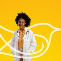 close up portrait of african daughter and senior father on white background